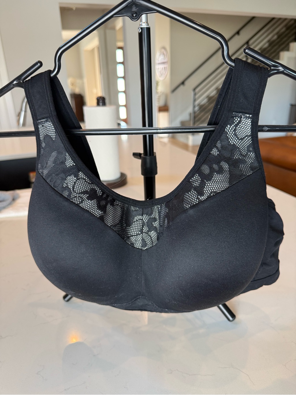 Livi Active Black Lace-Trim Full Coverage Bra